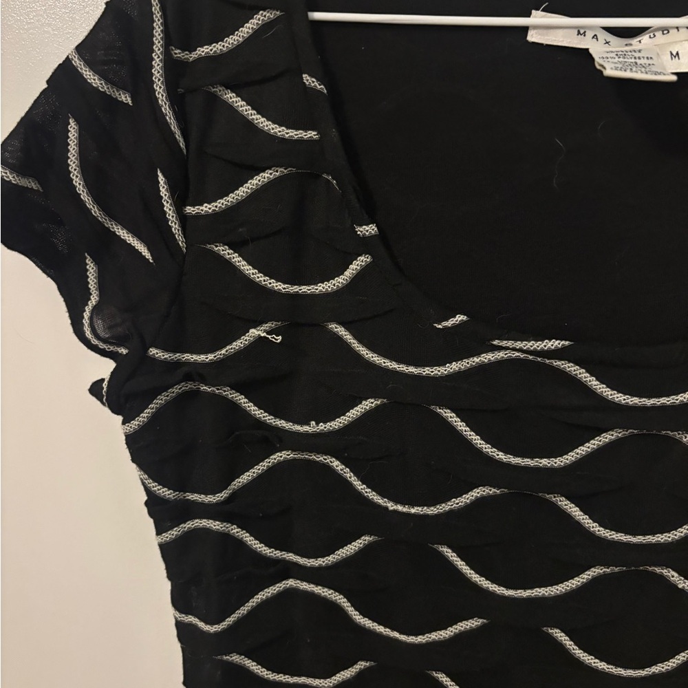 Black Ruffled Romantic Figure Flattering Delicate Feminine Dress - Picture 2 of 4